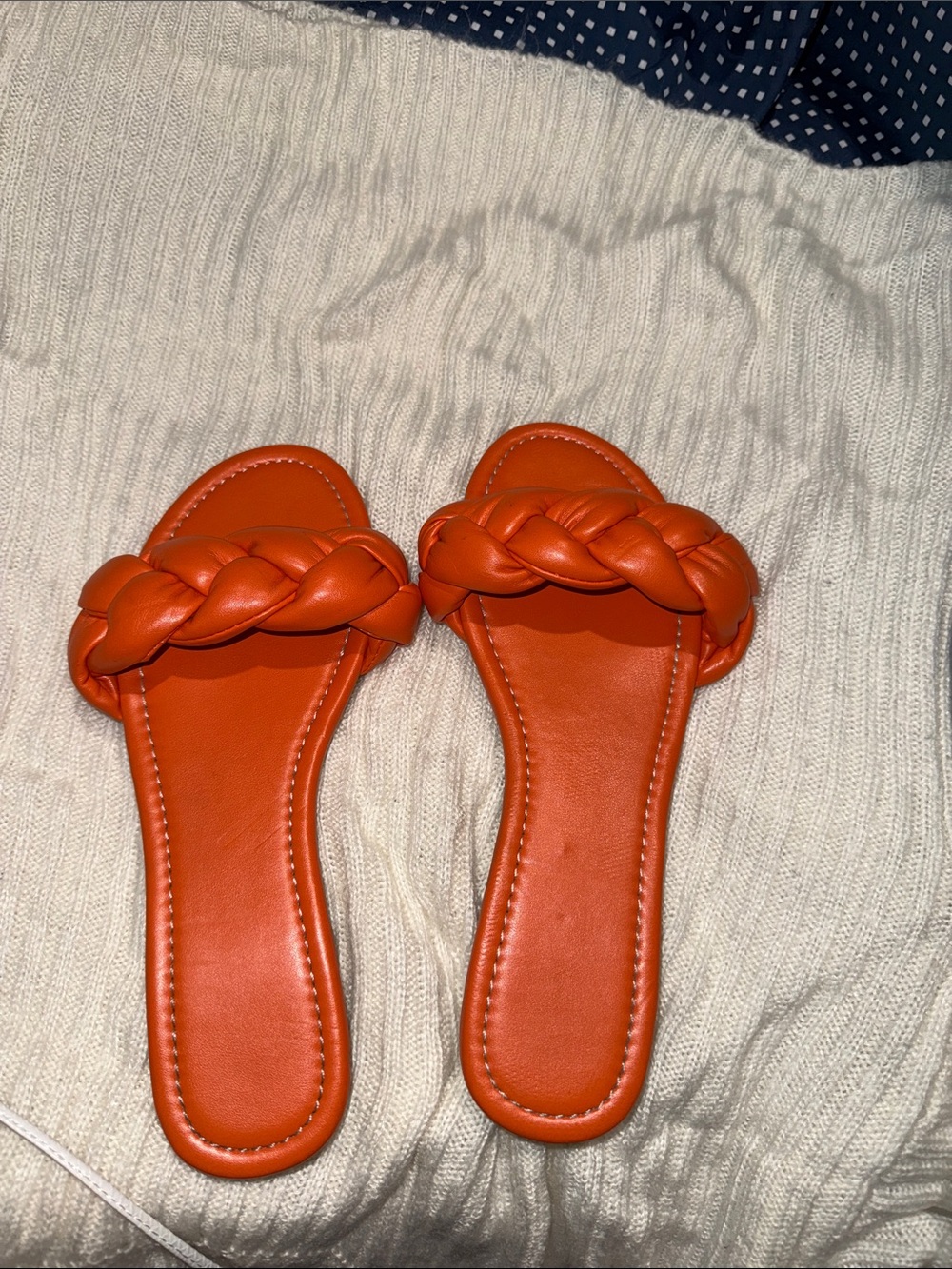 Women's Braided Slide Sandals - Orange
